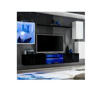 Ensemble Meuble TV Design "Switch XXIII" 250cm Blanc & Noir