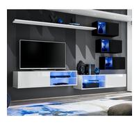 Ensemble Meuble TV Design "Switch XXIV" 250cm Blanc & Noir