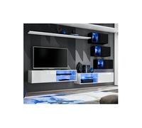 Ensemble Meuble TV Design "Switch XXIV" 250cm Blanc & Noir