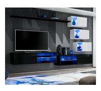 Ensemble Meuble TV Design "Switch XXIV" 250cm Noir & Blanc