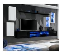 Ensemble Meuble TV Design "Switch XXV" 280cm Blanc & Noir