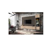 Ensemble Meuble TV Design "Verti" 220cm Naturel & Noir