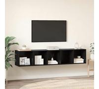 Ensemble Meuble TV en Bois Composite, Style Moderne Suspendu, Rangement Mural Multifonction, Meuble d'Appoint, Armoire de Rangement, adapté au Salon et à la Chambre, Aspect Chêne Noir, 37x37x142.5 cm