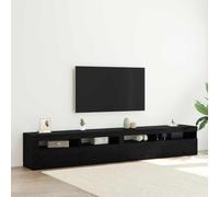 Ensemble Meuble TV en Bois d’Ingénierie, Éclairage LED Intégré, Rangement avec Portes, Meuble d'Appoint, Armoire de Rangement, adapté au Salon et à l’Entrée, Aspect Chêne Noir, 240x35x40 cm