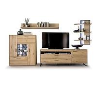 Ensemble Meuble TV en chêne noueux avec surface huilé -PEGANE- chêne G