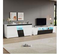 Ensemble meuble TV et buffet - MODERNLUXE - Finition brillante - Éclairage LED - MDF+panneaux de particul ENSEMBLE MEUBLES DE SALON