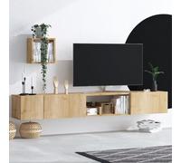 Ensemble meuble tv et étagère chêne clair Marron
