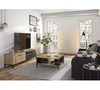Ensemble meuble TV et table basse - TRUST - Chene / Noir - GAMI
