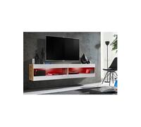 Ensemble Meuble TV Komodee TIVOLI SET4 avec LED RGB - Bois Naturel Blanc 35 x 200 x 41 cm