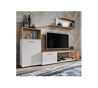 Ensemble Meuble TV "Maze I" 200cm Blanc & Naturel