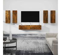 Ensemble meuble TV Montage mural 6 pc Bois d'ingénierie Rangement épuré vidaXL v