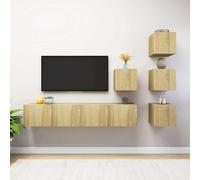 Ensemble meuble TV Montage mural avec porte Bois d'ingénierie Meuble vidaXL vida