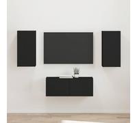 Ensemble Meuble TV Mural 2 Pièces Noir Moderne, Rangement Salon Espace Optimisé, Bibliothèque Étagère Murale Design Minimaliste pour Séjour et Salle à Manger, Facile à Bois d'Ingénierie Durable