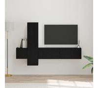 Ensemble Meuble TV Mural 5 pièces Design Moderne en Chêne Noir, Meuble TV Gain de Place avec étagères et Portes pour Salon, Rangement élégant pour Console et Home cinéma