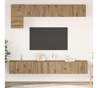 Ensemble Meuble TV Mural 5 Pièces Moderne avec Portes, Rangement Salon, Design en Chêne Artisanal et Bois d'Ingénierie Durable pour Séjour Contemporain