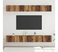 Ensemble Meuble TV Mural 6 pièces, Bois Ancien, Design Moderne avec étagères et Portes, Rangement optimisé pour Salon et Salle de Jeux, Construction Robuste en Bois d'ingénierie, 80 cm