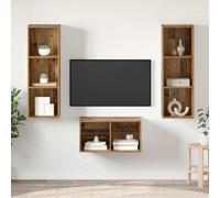 Ensemble Meuble TV Mural Design Moderne en Bois Ancien 37x37x107 cm, Rangement Étagères pour Salon Salle de Séjour, Économie d'Espace Montage Facile