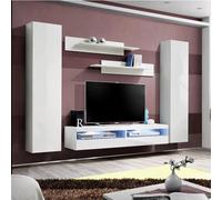 Ensemble Meuble TV Mural "Fly A1" 260cm Blanc