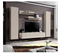 Ensemble meuble TV mural Fly A1 - Bois MDF cachemire - 240 x 170 x 40 cm