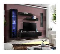 Ensemble Meuble TV Mural "Fly G2" 210cm Noir