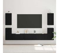 Ensemble Meuble TV Mural Moderne, Meuble Salle de Séjour avec Portes et Étagères, Rangement TV Design en Bois d'Ingénierie Chêne Noir, pour Salon et Appartement