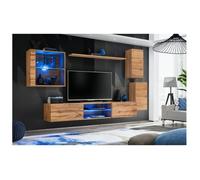 Ensemble meuble TV mural Switch XXIII - L 250 x P 40 x H 140 cm - Marron