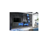 Ensemble meuble TV mural Switch XXIV - L 260 x P 40 x H 170 cm - Gris