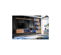 Ensemble meuble TV mural Switch XXIV - L 260 x P 40 x H 170 cm - Marron