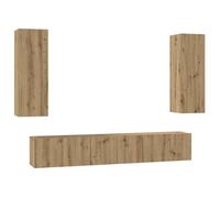 Ensemble meuble TV mural - vidaXL - Chêne artisanal - Bois d'ingénierie - 30,5x30x90 cm - 5 portes - 6 étagères