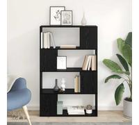Ensemble Meuble TV Noir en Bois d'ingénierie 80 x 24 x 125 cm avec 4 étagères murales, Support Rangement pour Salon séjour Chambre Bureau, Design Moderne Minimaliste et Fonctionnel