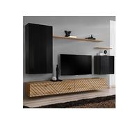 Ensemble Meuble TV "Switch Lamel II" 270cm Naturel & Noir