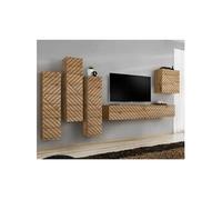 Ensemble Meuble TV "Switch Lamel III" 330cm Naturel