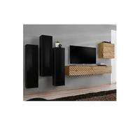 Ensemble Meuble TV "Switch Lamel III" 330cm Naturel & Noir