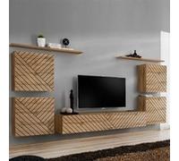 Ensemble Meuble TV "Switch Lamel IV" 320cm Naturel Naturel G