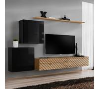 Ensemble Meuble TV "Switch Lamel V" 250cm Naturel & Noir