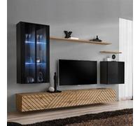 Ensemble Meuble TV "Switch Lamel XII" 270cm Naturel & Noir Beige G