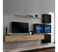 Ensemble Meuble TV "Switch Lamel XIX" 310cm Naturel & Noir