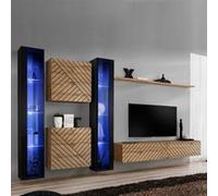 Ensemble Meuble TV "Switch Lamel XVI" 330cm Naturel & Noir Beige G