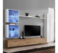 Ensemble Meuble TV "Switch Lamel XVIII" 280cm Naturel & Blanc