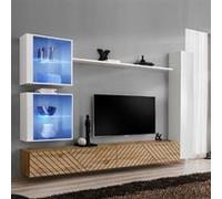 Ensemble Meuble TV "Switch Lamel XVIII" 280cm Naturel & Blanc Beige G