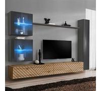 Ensemble Meuble TV "Switch Lamel XVIII" 280cm Naturel & Gris Beige G