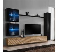 Ensemble Meuble TV "Switch Lamel XVIII" 280cm Naturel & Noir Beige G