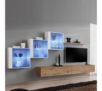 Ensemble Meuble TV "Switch Lamel XX" 330cm Naturel & Blanc