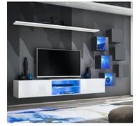Ensemble Meuble TV "Switch XXI" 260cm Blanc & Gris Blanc G