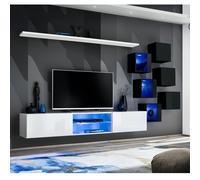 Ensemble Meuble TV "Switch XXI" 260cm Blanc & Noir