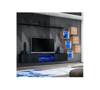 Ensemble Meuble TV "Switch XXI" 260cm Noir & Naturel