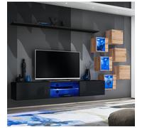Ensemble Meuble TV "Switch XXI" 260cm Noir & Naturel