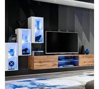 Ensemble Meuble TV "Switch XXII" 210cm Blanc & Naturel Blanc G