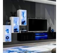 Ensemble Meuble TV "Switch XXII" 210cm Blanc & Noir Blanc G