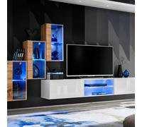 Ensemble Meuble TV "Switch XXII" 210cm Naturel & Blanc